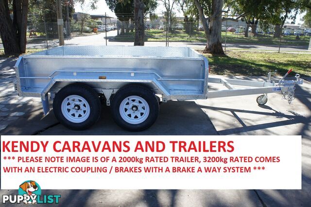 8 x 5 tandem axle (braked 3200kg) hot dipped galvanised H/duty box trailer high sided (cage not incl