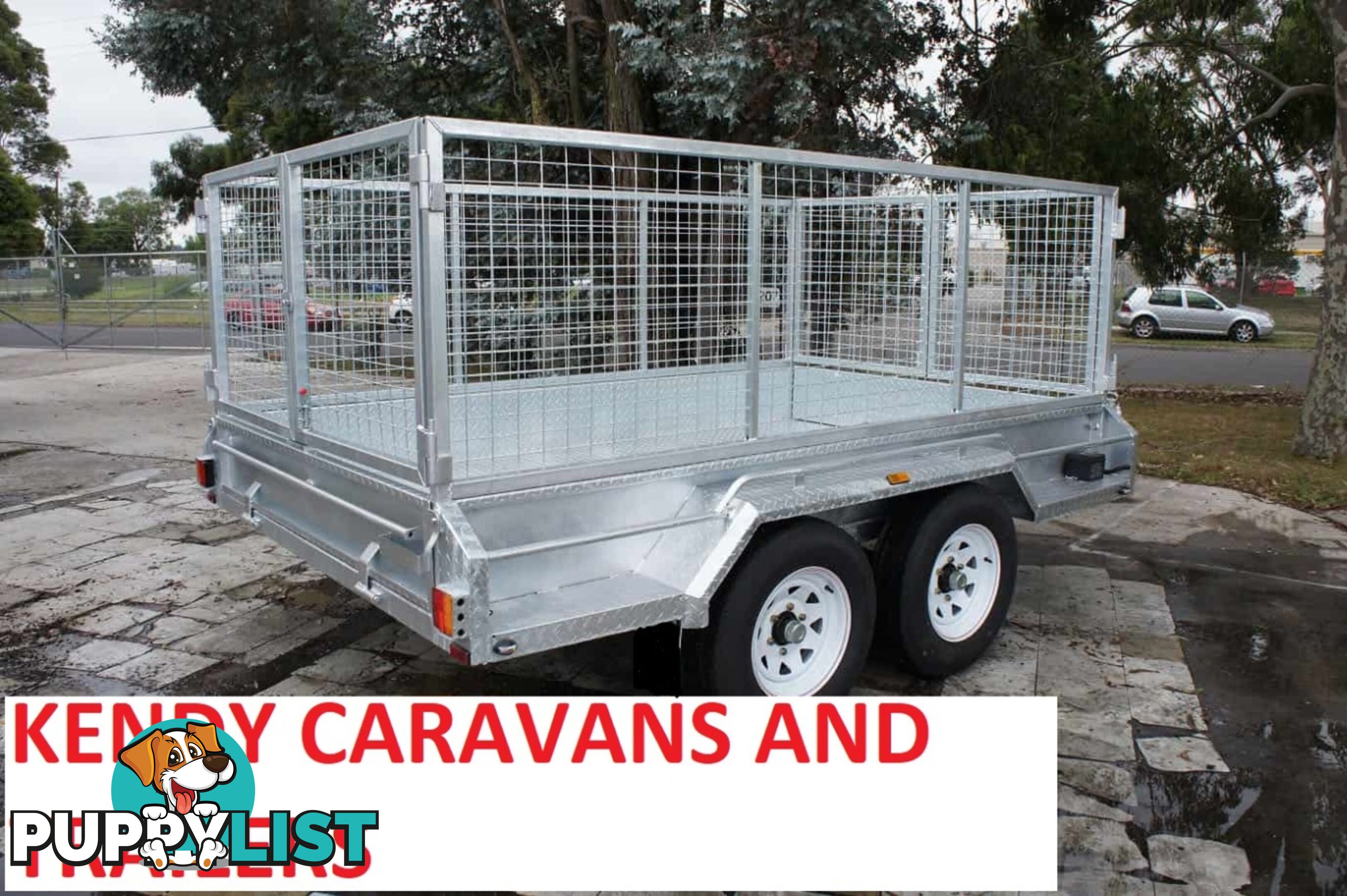 10 x 6 tandem axle (braked 3200kg) hot dipped galvanised H/duty box trailer with 900 mm cage