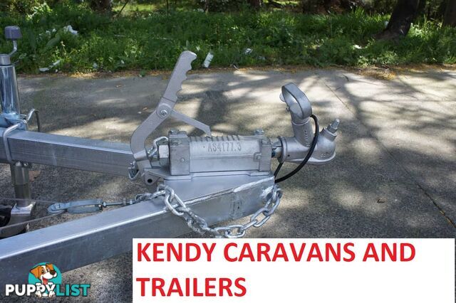 8 x 5 HEAVY DUTY BRAKED SINGLE AXLE HOT DIPPED GAL BOX TRAILER WITH CAGE 