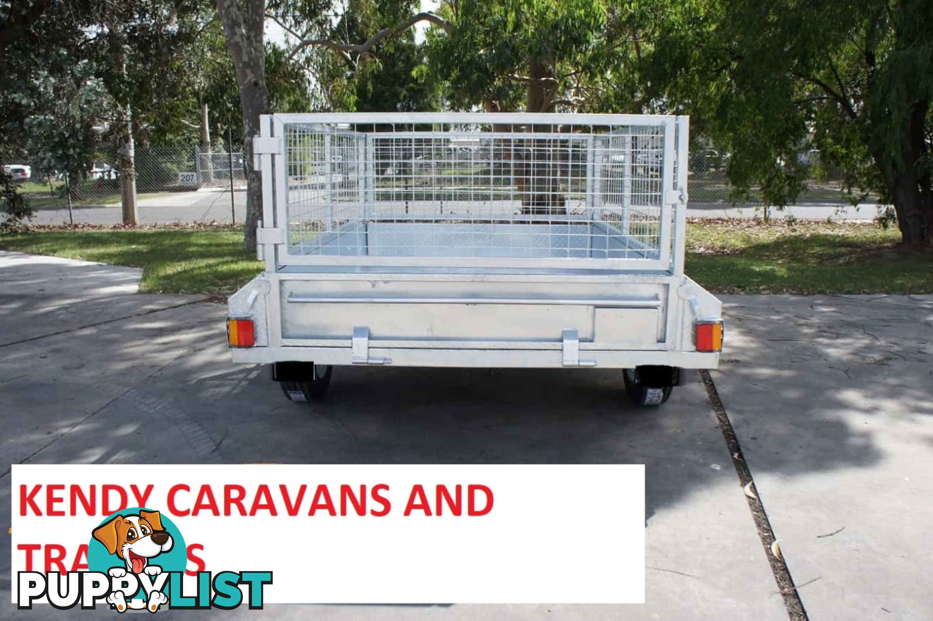 8 x 5 HEAVY DUTY BRAKED SINGLE AXLE HOT DIPPED GAL BOX TRAILER WITH CAGE 