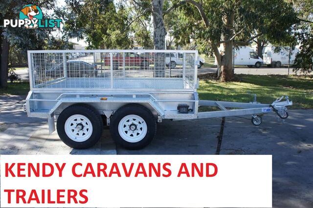 8 x 5 HEAVY DUTY HOT DIPPED GAL TANDEM AXLE BOX TRAILER WITH CAGE 3200 kg ATM