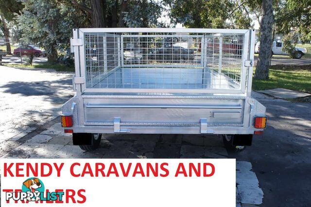 8 x 5 HEAVY DUTY HOT DIPPED GAL TANDEM AXLE BOX TRAILER WITH CAGE 3200 kg ATM