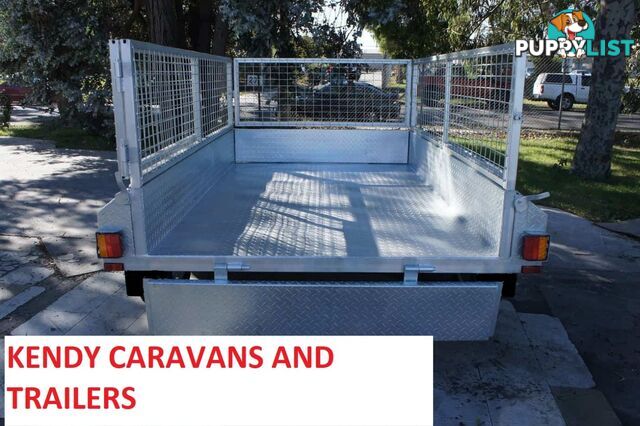 8 x 5 HEAVY DUTY HOT DIPPED GAL TANDEM AXLE BOX TRAILER WITH CAGE 3200 kg ATM