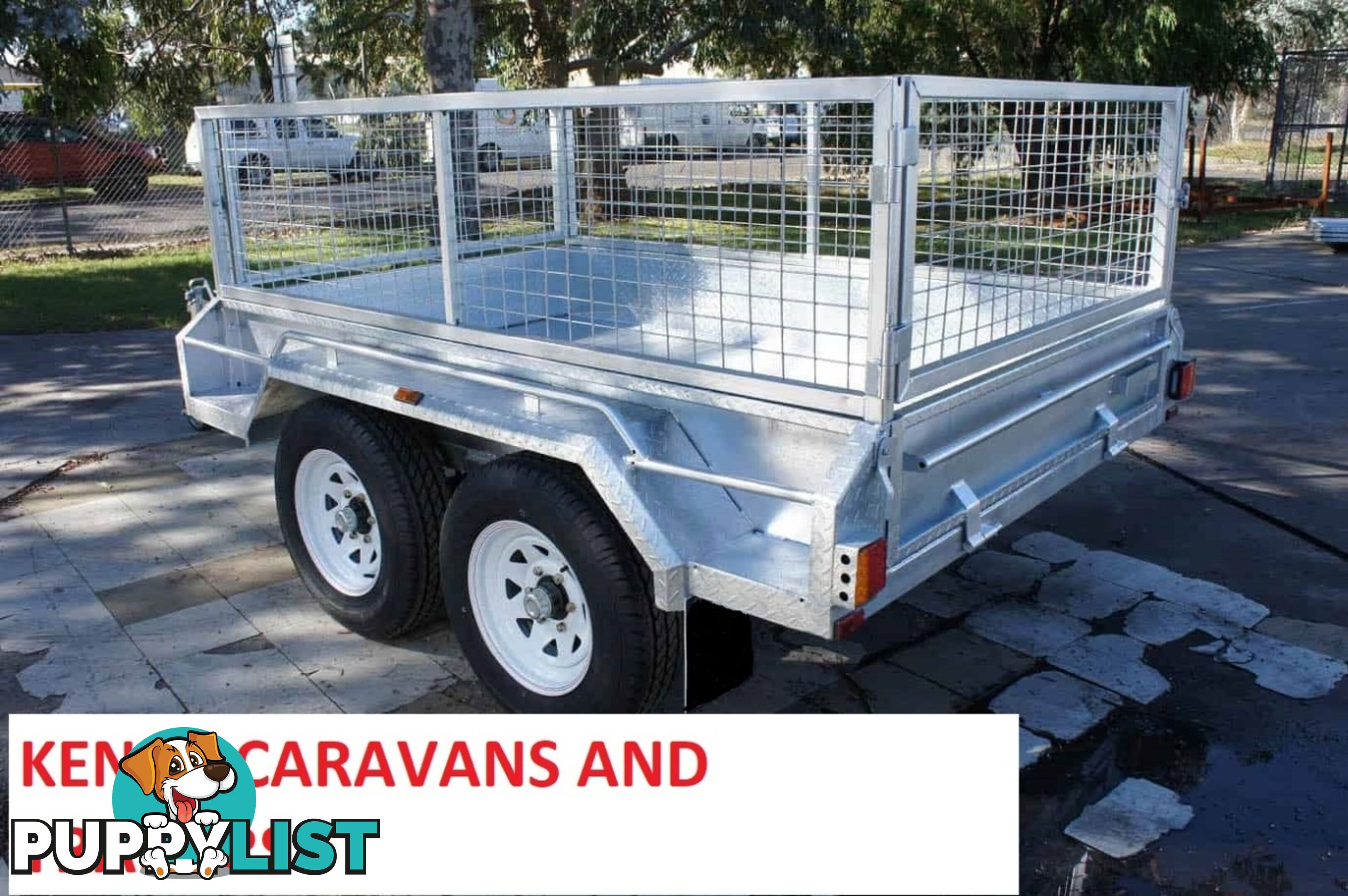 8 x 5 HEAVY DUTY HOT DIPPED GAL TANDEM AXLE BOX TRAILER WITH CAGE 3200 kg ATM