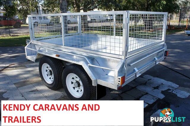 8 x 5 HEAVY DUTY HOT DIPPED GAL TANDEM AXLE BOX TRAILER WITH CAGE 3200 kg ATM