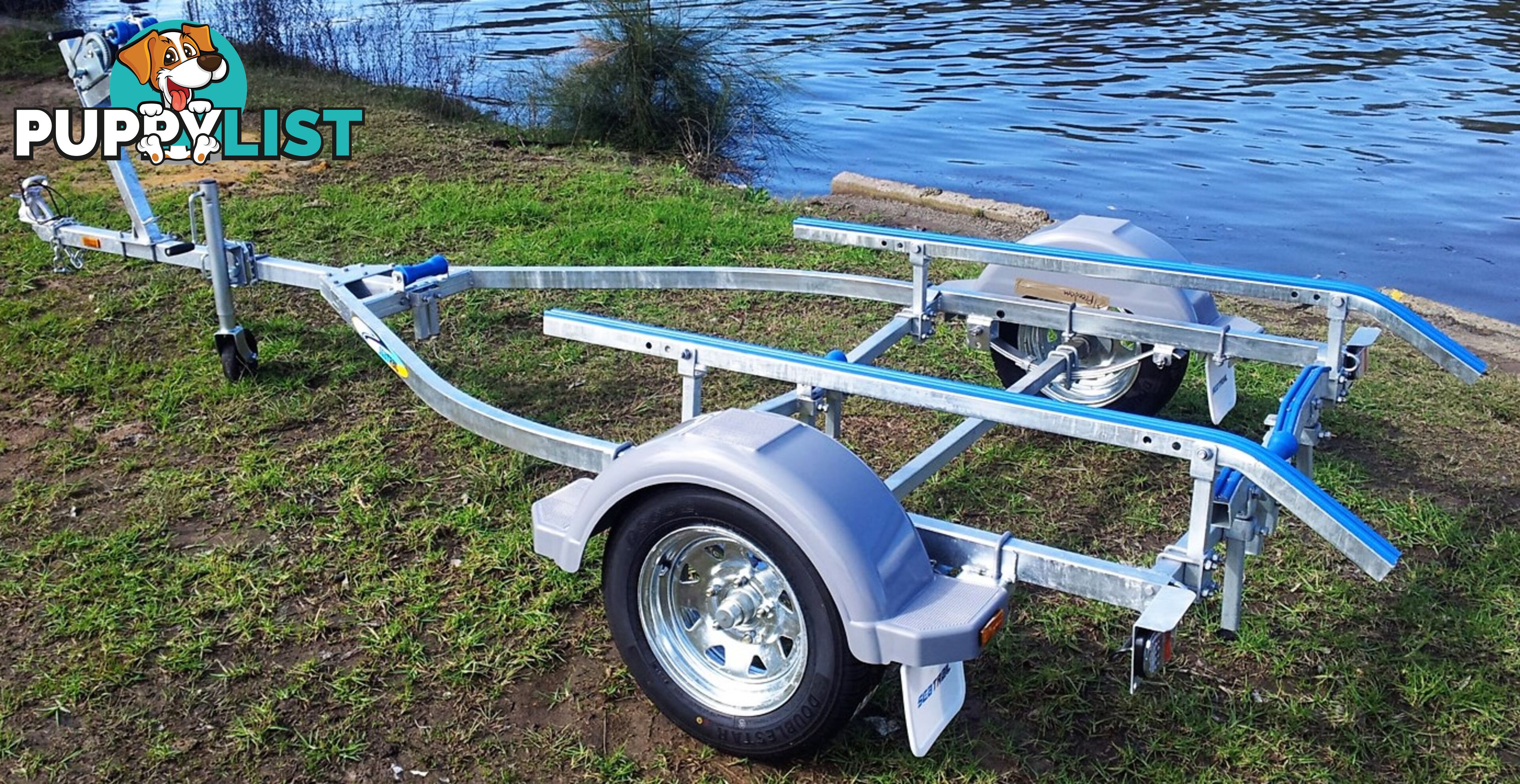 GAL BOAT TRAILER TO SUIT UP TO 4.35 mt ALUMINIUM HULL TARE 180 kg ATM 749 kg