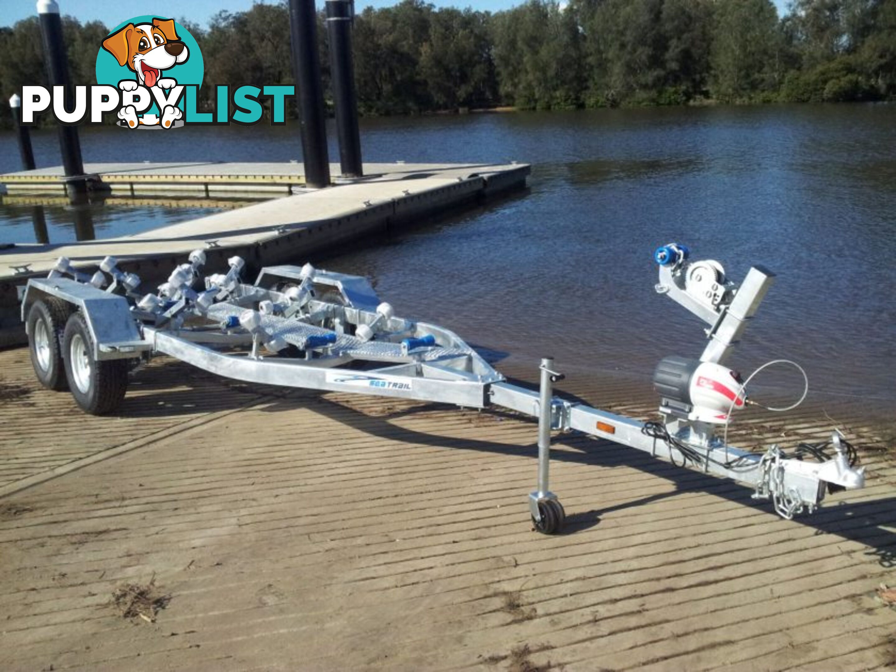 GAL BOAT TRAILER SUITS UP TO A 6.7 mt FIBERGLASS HULL TANDEM AXLE TARE 710 kg ATM 3500 kg HYD BRAKED