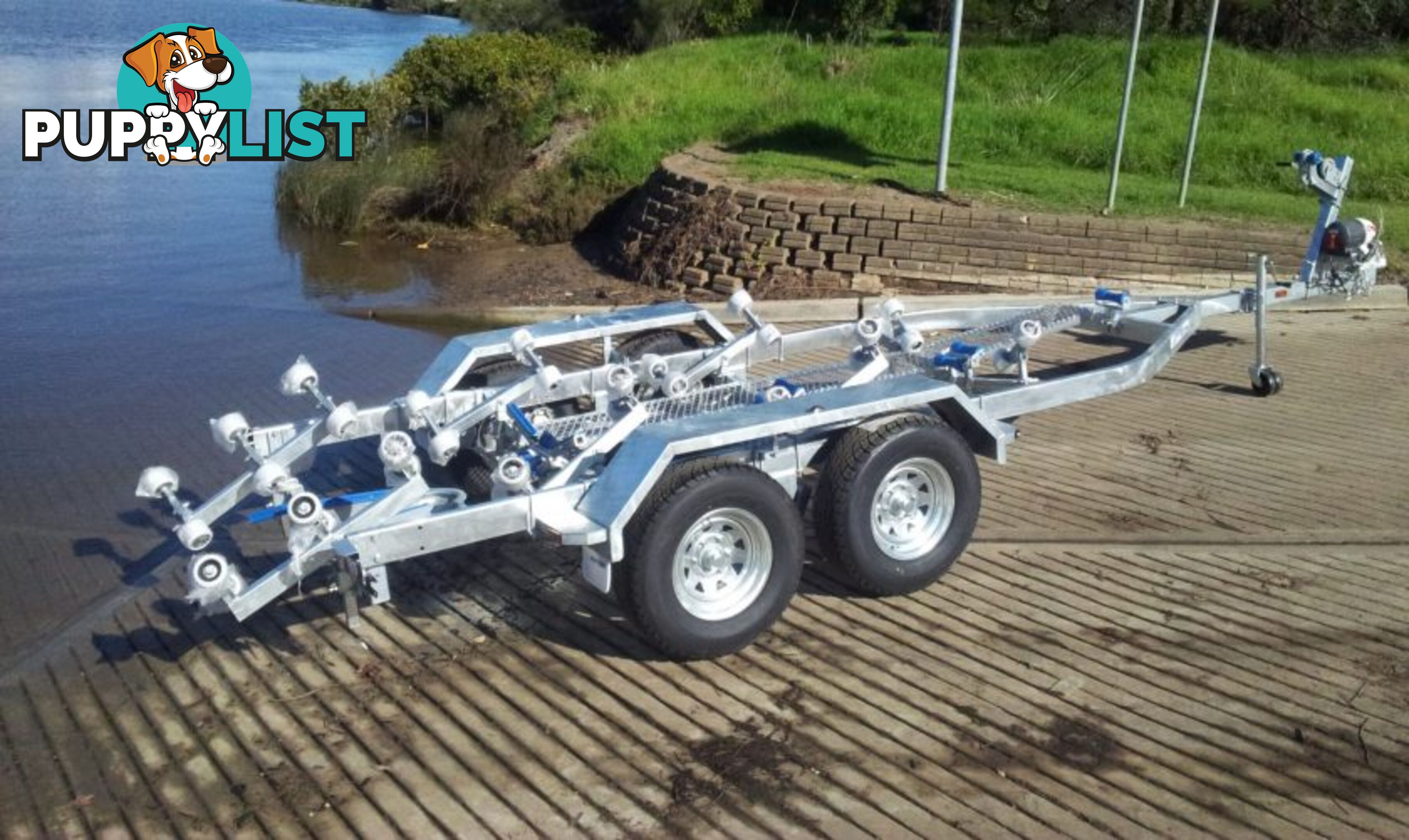 GAL BOAT TRAILER SUITS UP TO A 6.7 mt FIBERGLASS HULL TANDEM AXLE TARE 710 kg ATM 3500 kg HYD BRAKED