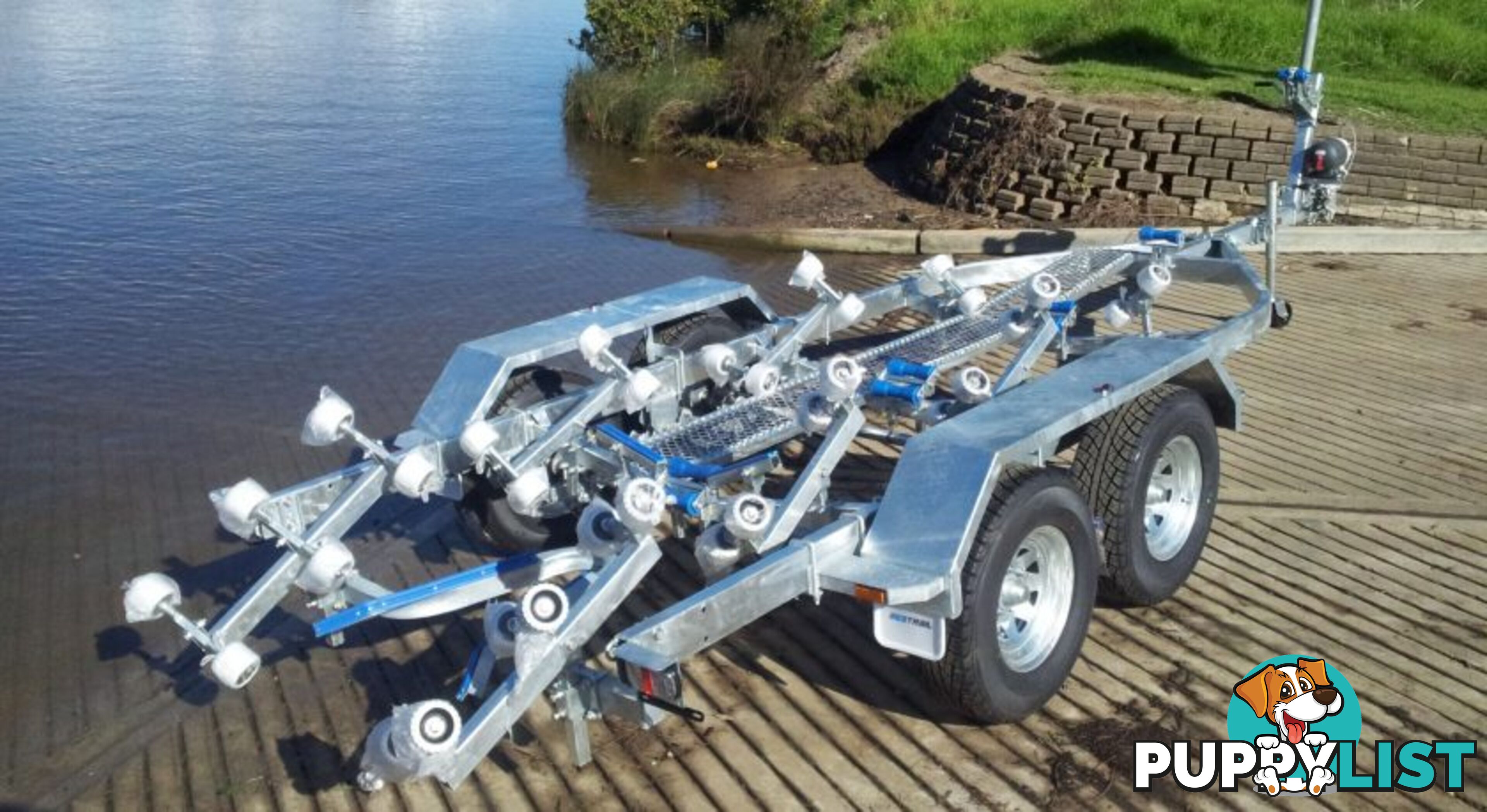 GAL BOAT TRAILER SUITS UP TO A 6.7 mt FIBERGLASS HULL TANDEM AXLE TARE 710 kg ATM 3500 kg HYD BRAKED