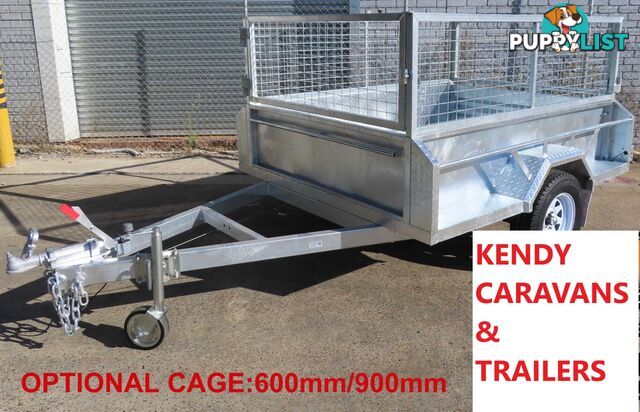 7x5 SINGLE AXLE BRAKED HIGH SIDED GALVANISED BOX TRAILER 1400kg ATM