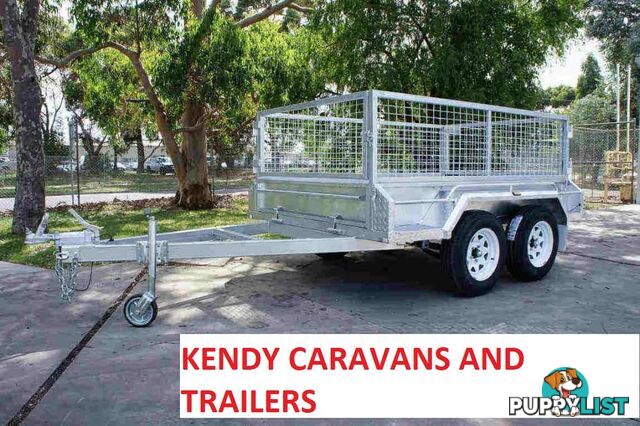 9 x 5 tandem axle (braked) hot dipped galvanised H/duty box trailer with 600 mm cage