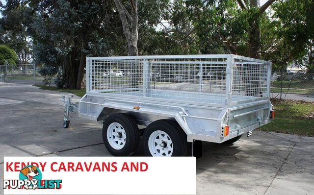 9 x 5 tandem axle (braked) hot dipped galvanised H/duty box trailer with 600 mm cage