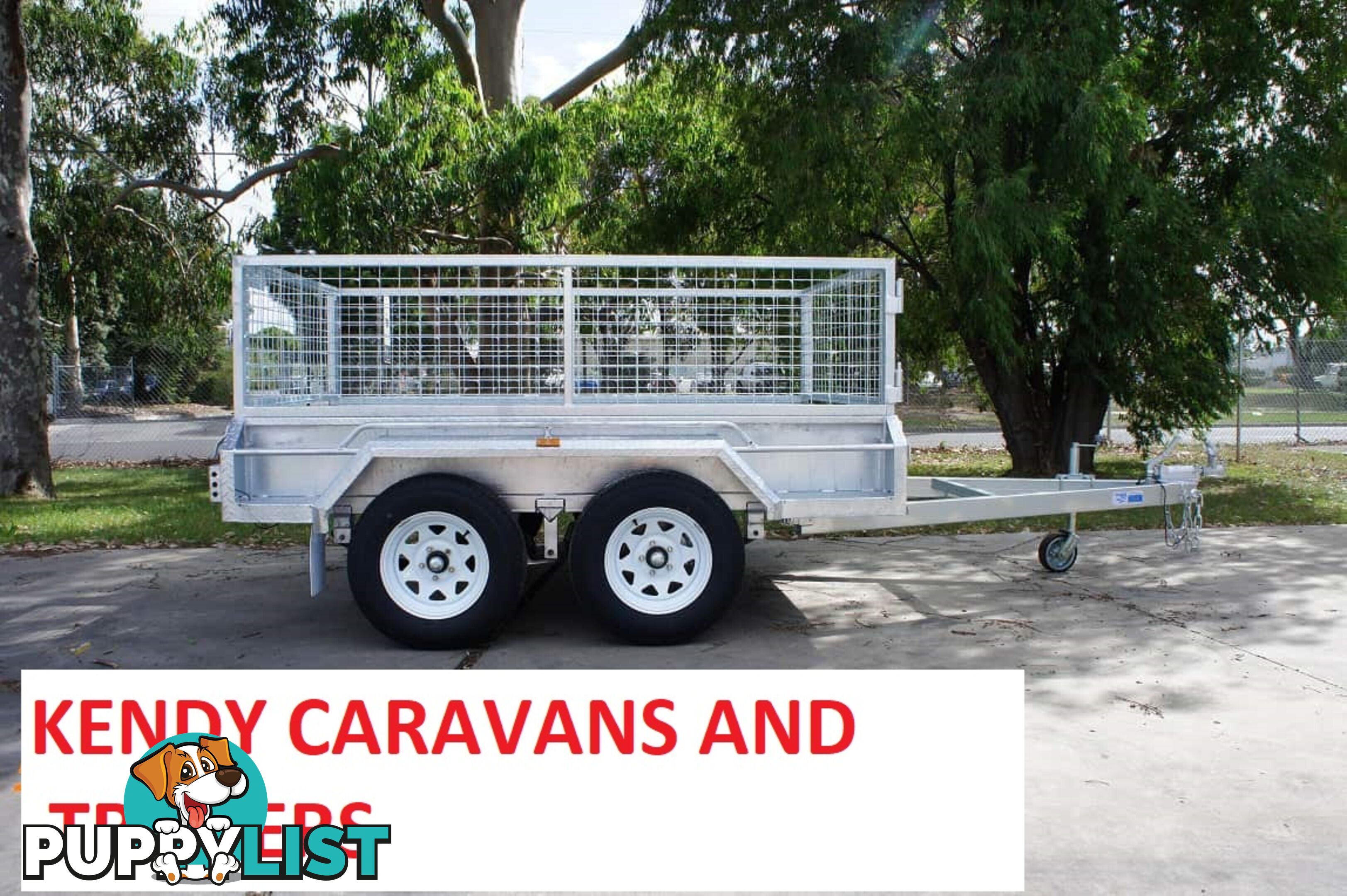 9 x 5 tandem axle (braked) hot dipped galvanised H/duty box trailer with 600 mm cage