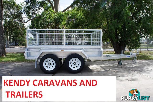 9 x 5 tandem axle (braked) hot dipped galvanised H/duty box trailer with 600 mm cage