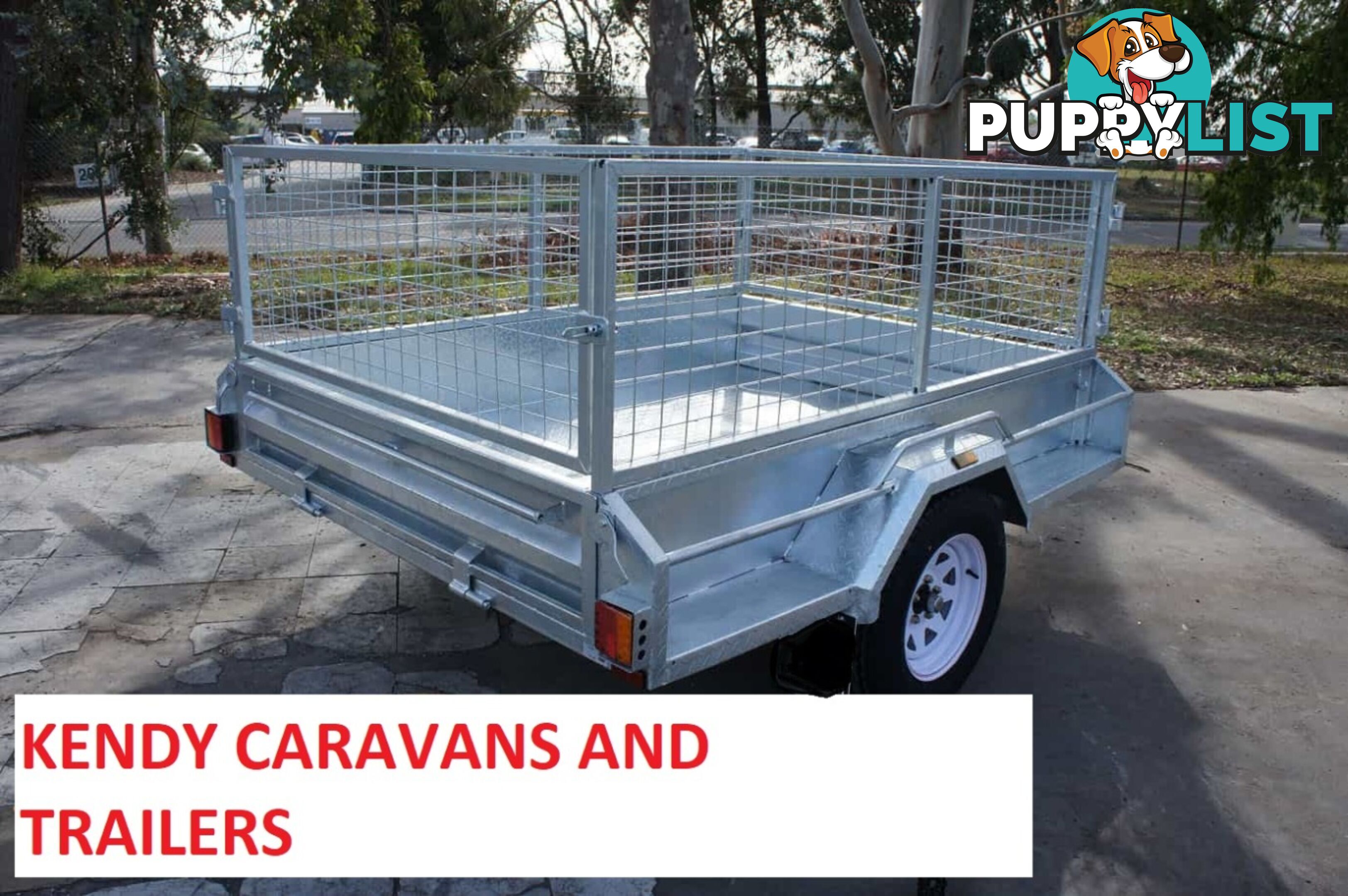 7 x 5 HEAVY DUTY HOP DIPPED GAL SINGLE AXLE BOX TRAILER WITH CAGE 