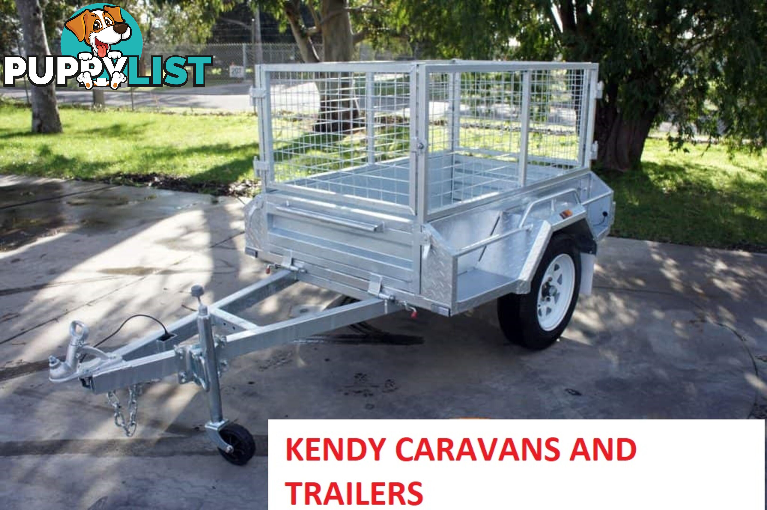 5 x 3 HEAVY DUTY HOT DIPPED GAL BOX TRAILER WITH CAGE SINGLE AXLE ATM 750 kg