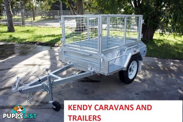 5 x 3 HEAVY DUTY HOT DIPPED GAL BOX TRAILER WITH CAGE SINGLE AXLE ATM 750 kg