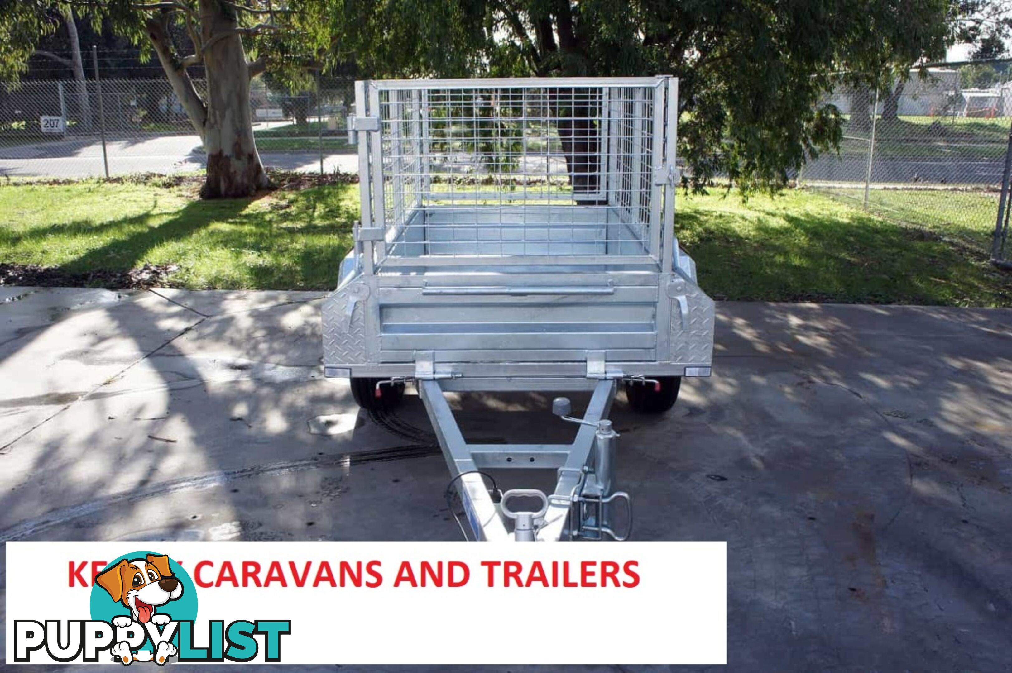 5 x 3 HEAVY DUTY HOT DIPPED GAL BOX TRAILER WITH CAGE SINGLE AXLE ATM 750 kg