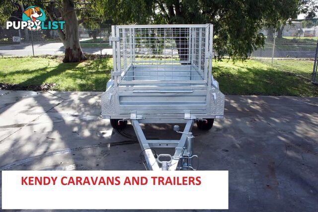 5 x 3 HEAVY DUTY HOT DIPPED GAL BOX TRAILER WITH CAGE SINGLE AXLE ATM 750 kg