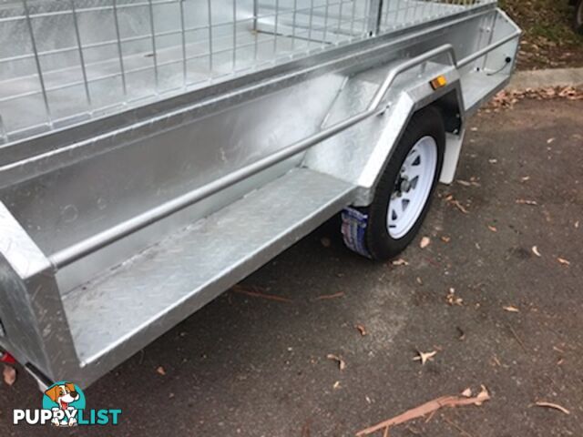 5 x 3 HEAVY DUTY HOT DIPPED GAL BOX TRAILER WITH CAGE SINGLE AXLE ATM 750 kg