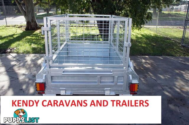 5 x 3 HEAVY DUTY HOT DIPPED GAL BOX TRAILER WITH CAGE SINGLE AXLE ATM 750 kg