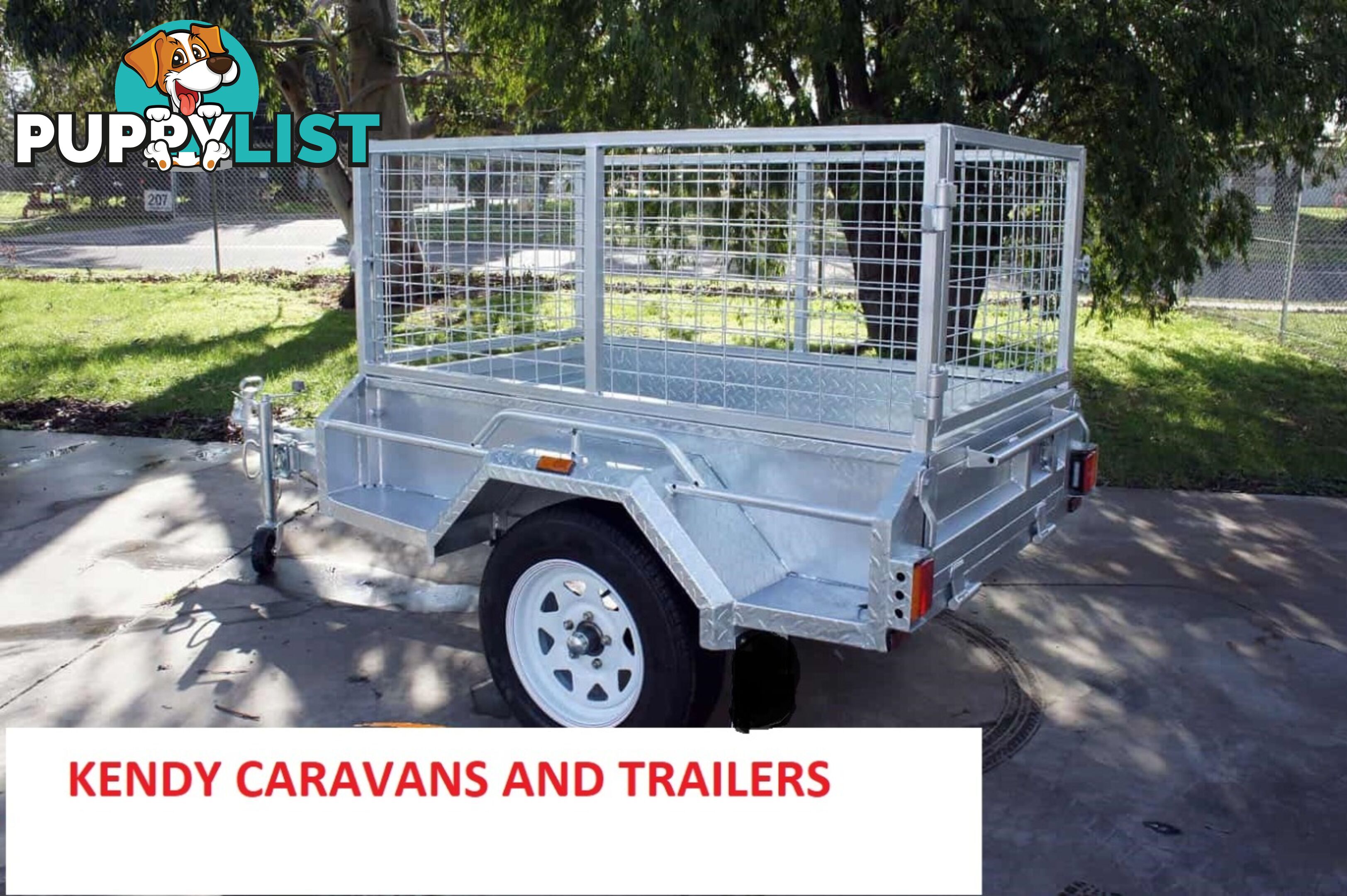 5 x 3 HEAVY DUTY HOT DIPPED GAL BOX TRAILER WITH CAGE SINGLE AXLE ATM 750 kg