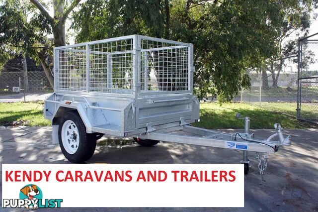 5 x 3 HEAVY DUTY HOT DIPPED GAL BOX TRAILER WITH CAGE SINGLE AXLE ATM 750 kg