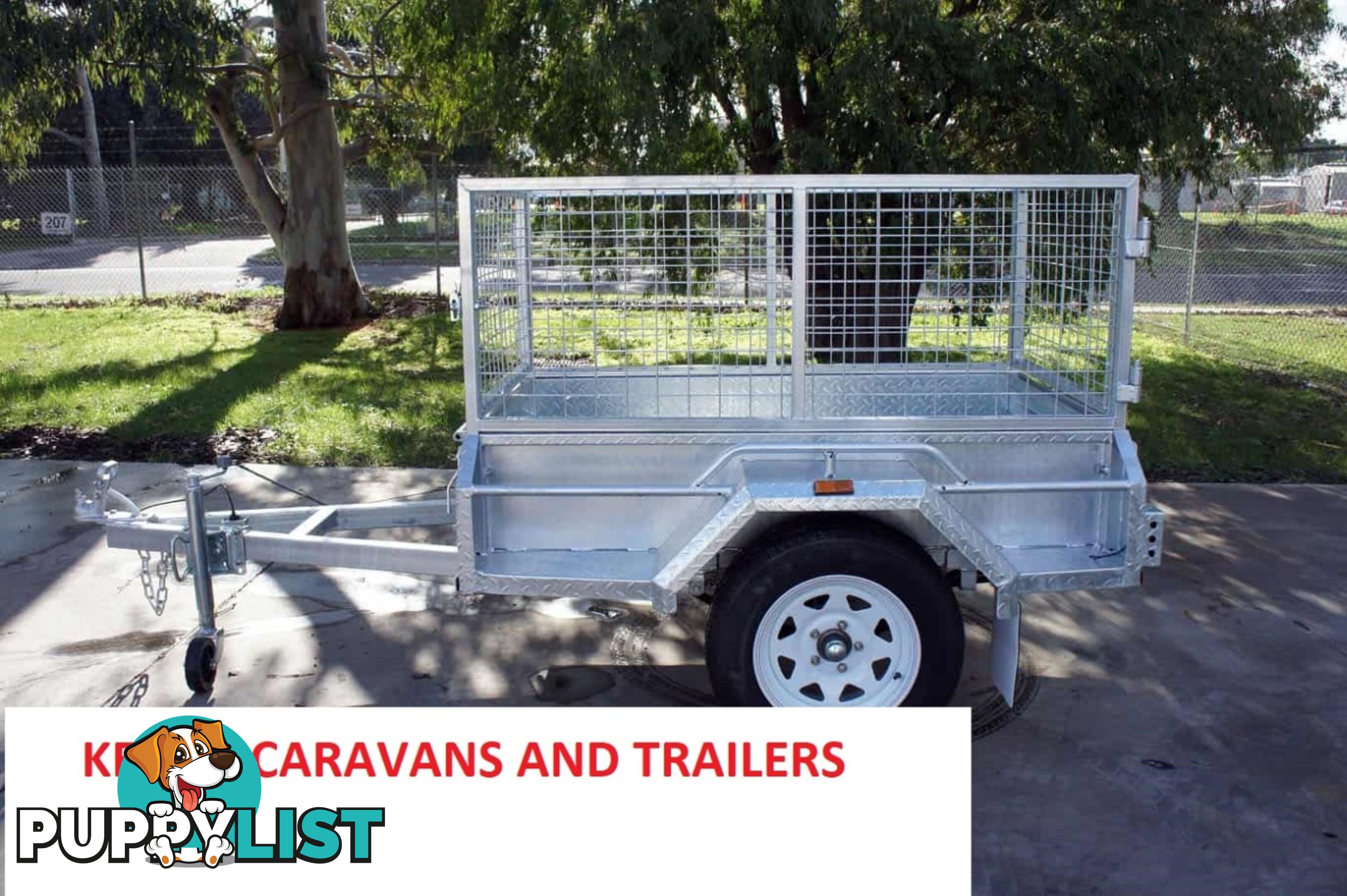 5 x 3 HEAVY DUTY HOT DIPPED GAL BOX TRAILER WITH CAGE SINGLE AXLE ATM 750 kg