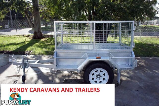 5 x 3 HEAVY DUTY HOT DIPPED GAL BOX TRAILER WITH CAGE SINGLE AXLE ATM 750 kg