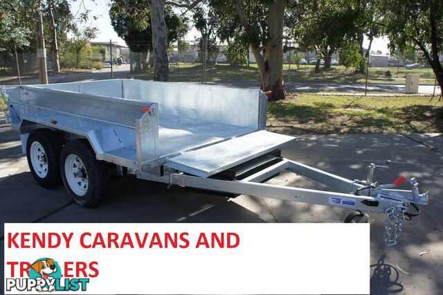 9x5 HEAVY DUTY HOT DIPPED GALVANISED TANDEM AXLE HYDRAULIC TIPPING 450mm HIGH SIDED BOX TRAILER 3200