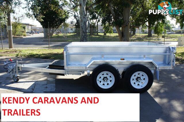 9x5 HEAVY DUTY HOT DIPPED GALVANISED TANDEM AXLE HYDRAULIC TIPPING 450mm HIGH SIDED BOX TRAILER 3200