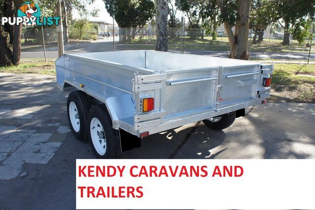 9x5 HEAVY DUTY HOT DIPPED GALVANISED TANDEM AXLE HYDRAULIC TIPPING 450mm HIGH SIDED BOX TRAILER 3200