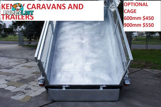 9x5 HEAVY DUTY HOT DIPPED GALVANISED TANDEM AXLE HYDRAULIC TIPPING 450mm HIGH SIDED BOX TRAILER 3200