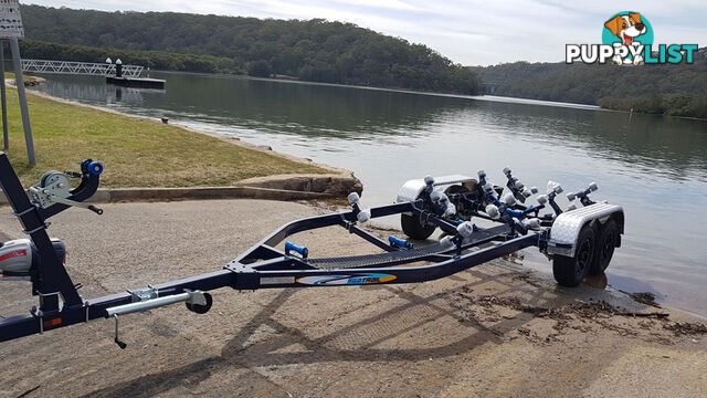 GAL BOAT TRAILER TO SUIT UP TO 7.5 mt FIBERGLASS HULL TANDEM AXLE TARE 750 kg ATM 3500 kg HYD BRAKED