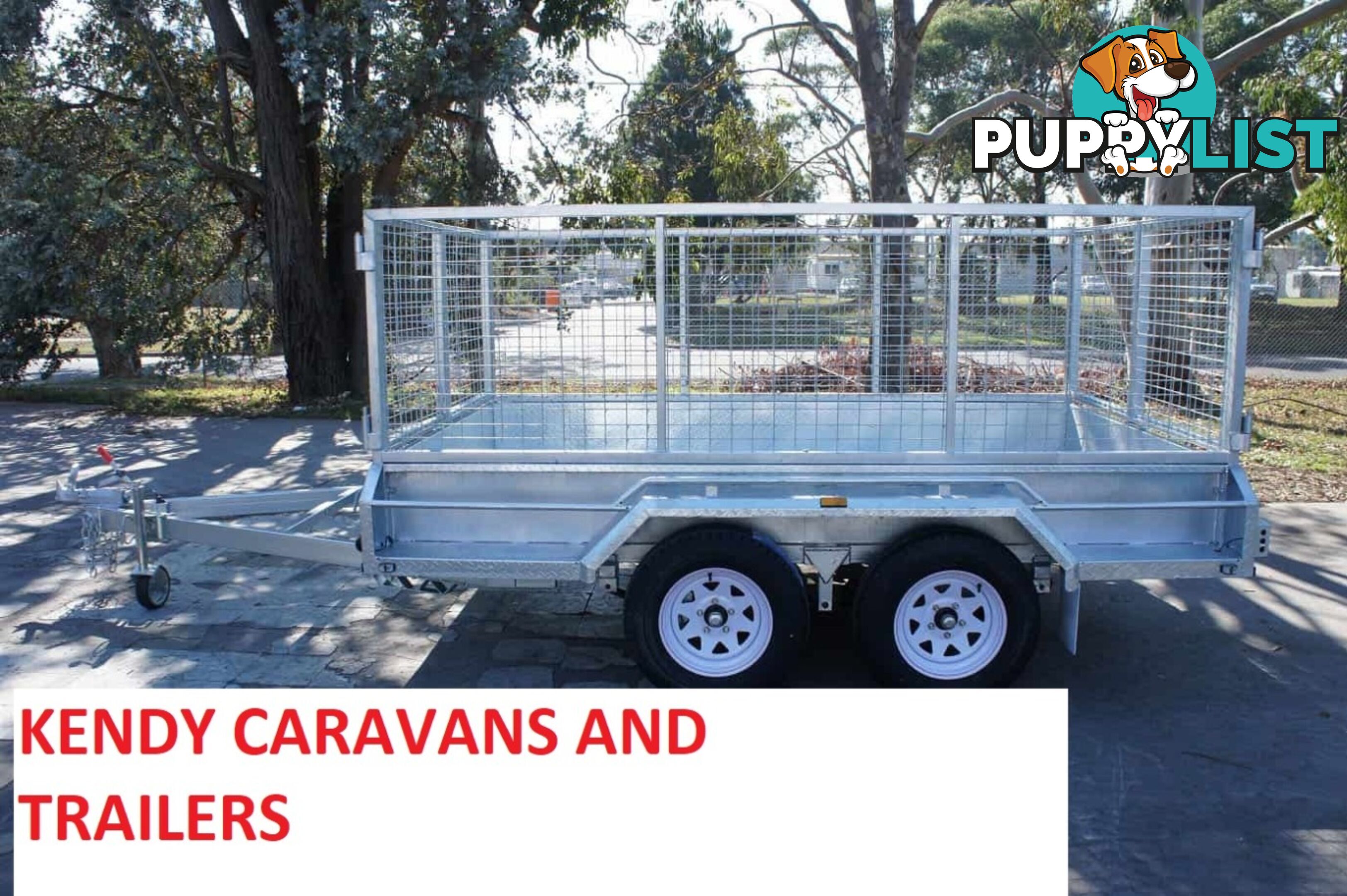 10 x 6 tandem axle (braked) hot dipped galvanised H/duty box trailer with 900 mm cage