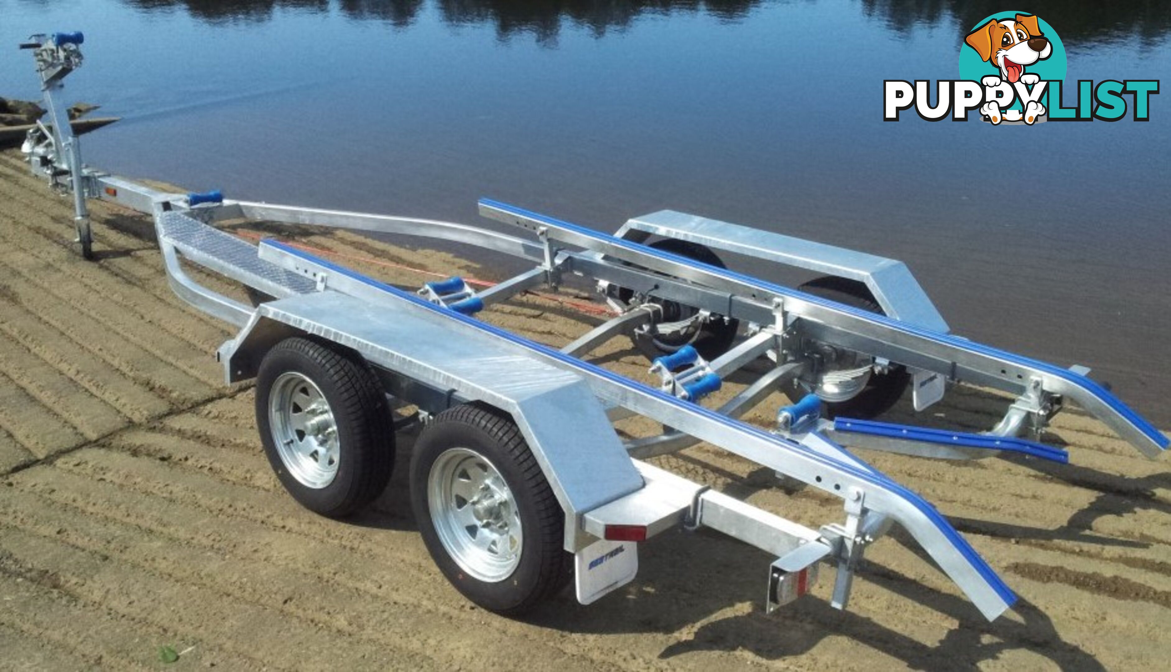 GAL BOAT TRAILER TO SUIT UP TO 5.7 mt ALUMINIUM HULL TANDEM AXLE TARE 380 kg ATM 1598 kg BRAKED