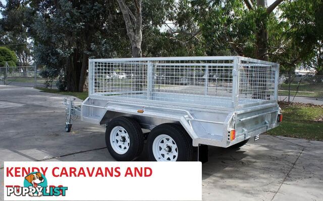 10x5 TANDEM AXLE HEAVY DUTY HOT DIPPED GALVANISED BOX TRAILER WITH CAGE 2000kg GVM