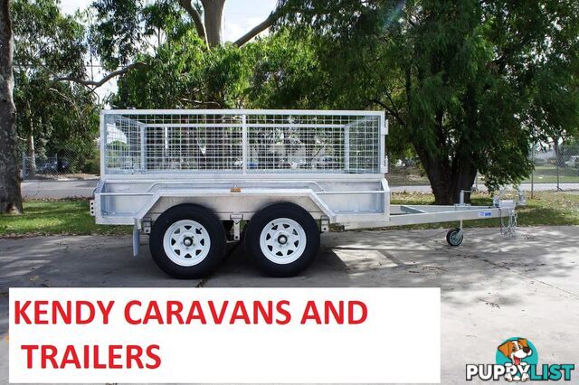 10x5 TANDEM AXLE HEAVY DUTY HOT DIPPED GALVANISED BOX TRAILER WITH CAGE 2000kg GVM