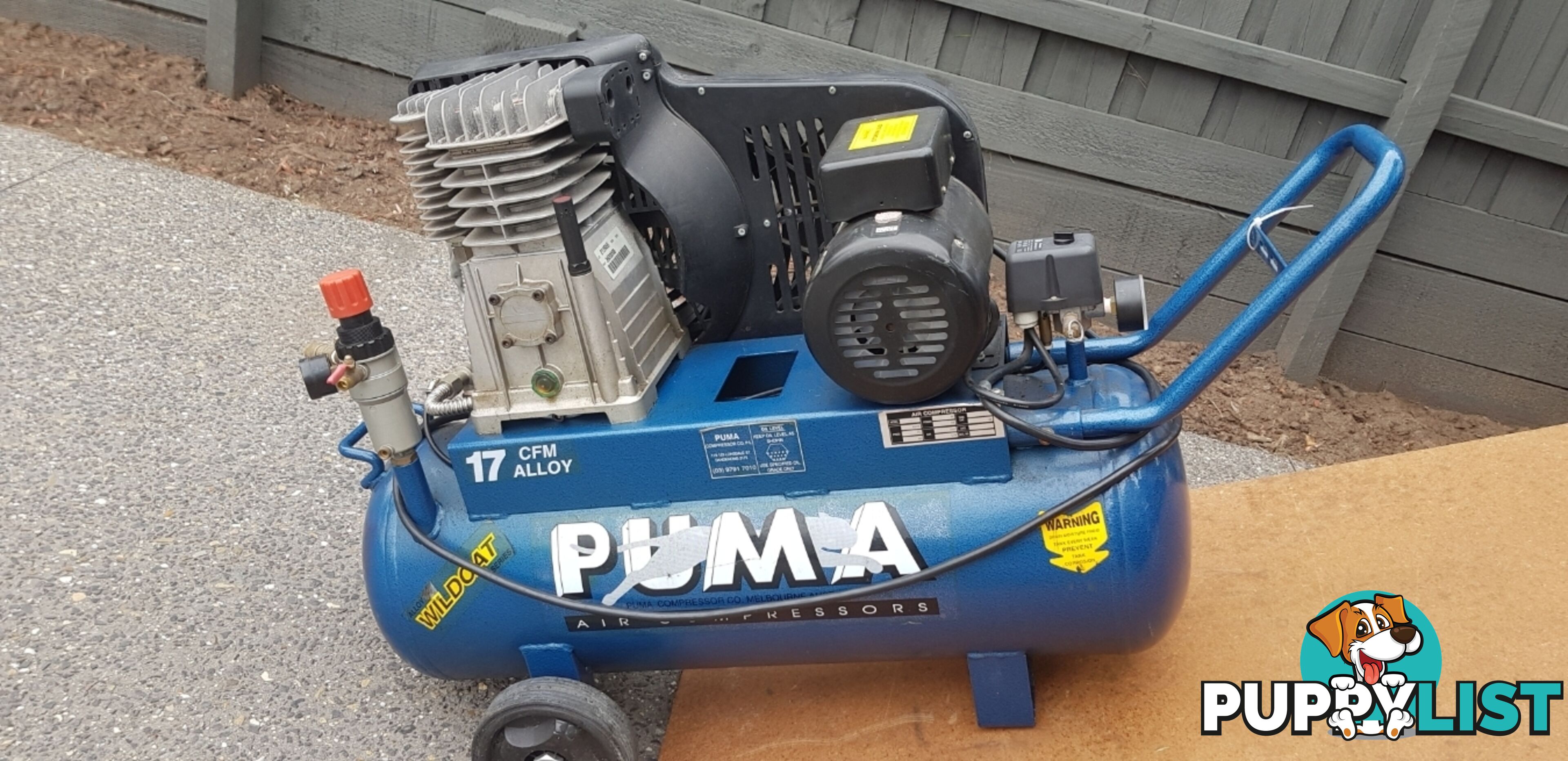 Air Compressor, Puma brand 240 volt with free 4l lubricant container