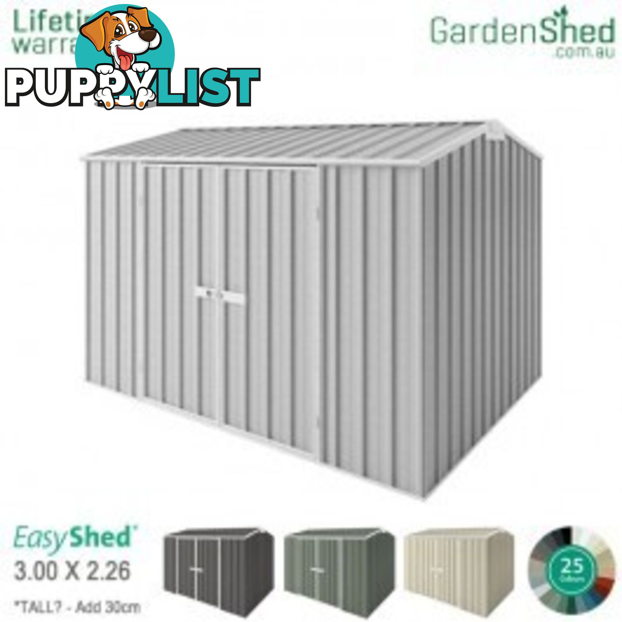 Garden Shed - 3.00m X 2.25m - *Free Delivery - $75 Off - ends 25th Oct