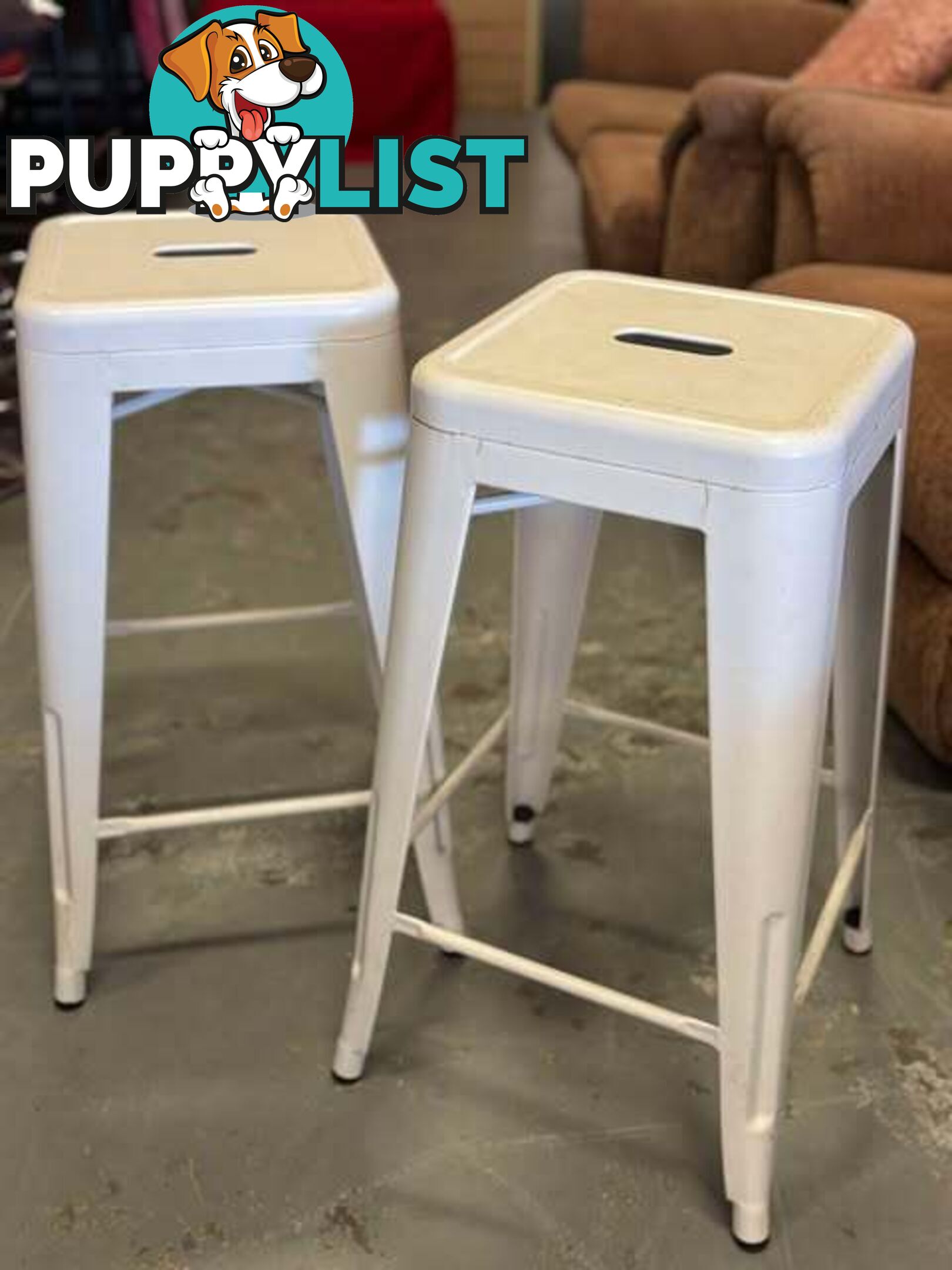White Metal Stacking Stool - Embleton,Perth