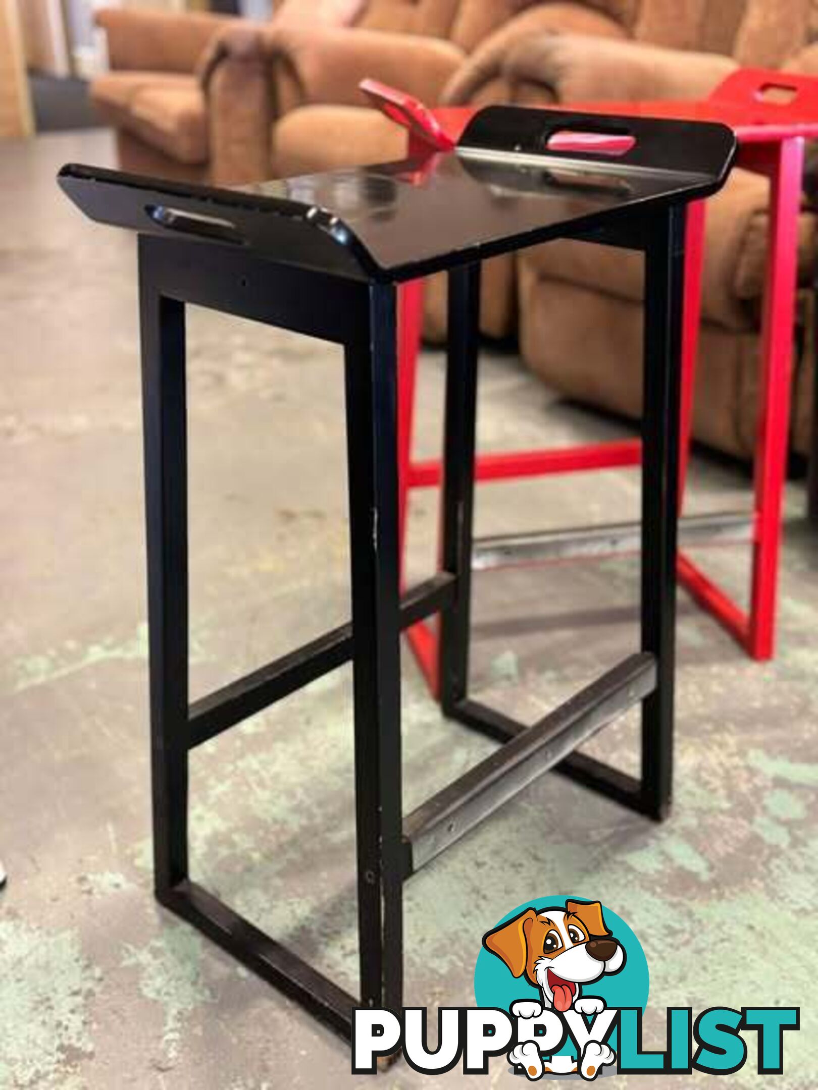 2 x Handy & Practical Black and Red Bar Stools or even TV Dinner Tables - Embleton,Perth