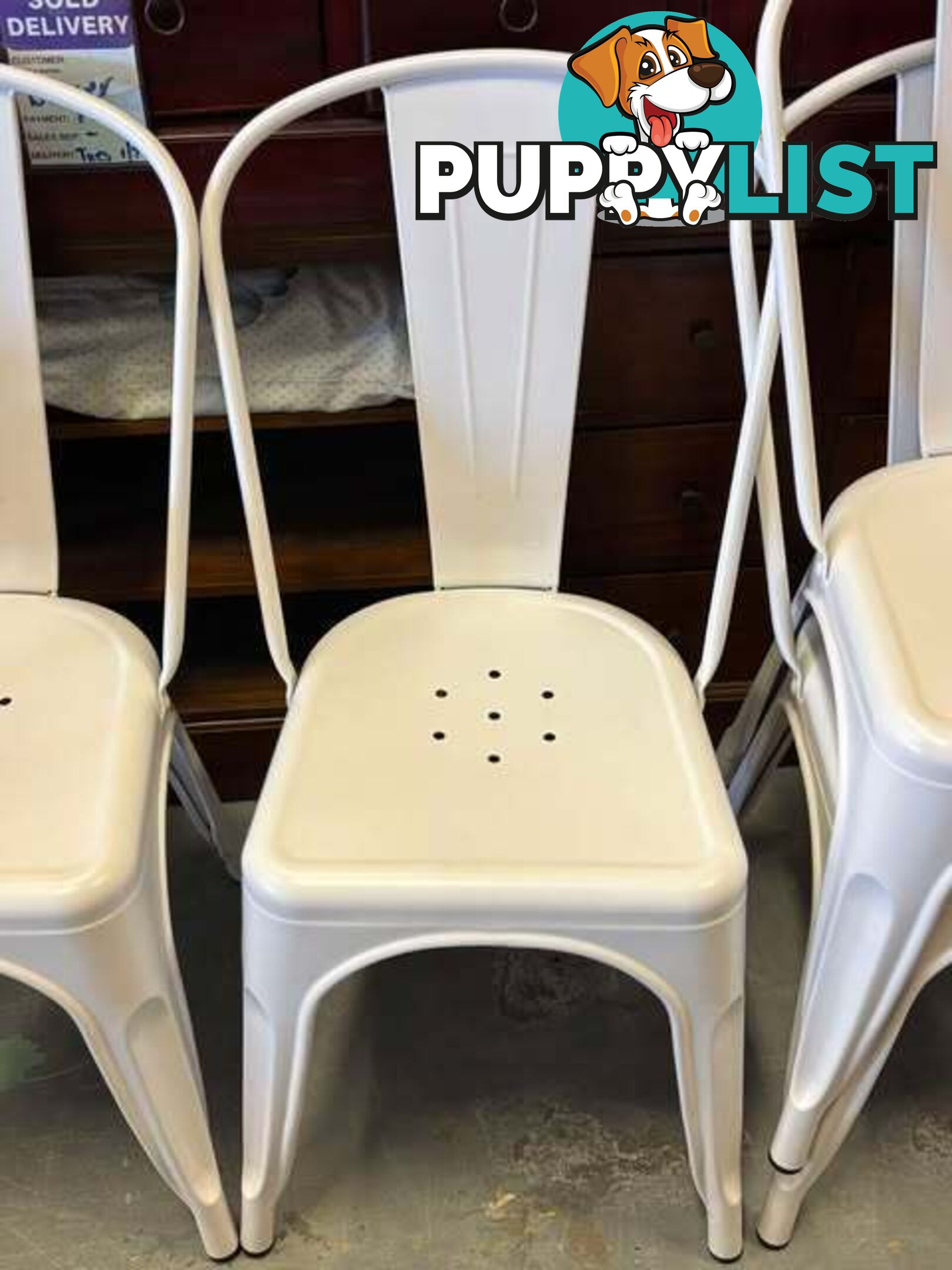 4 x White Metal Stackable Dining Chairs - Embleton,Perth