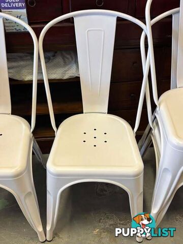 4 x White Metal Stackable Dining Chairs - Embleton,Perth