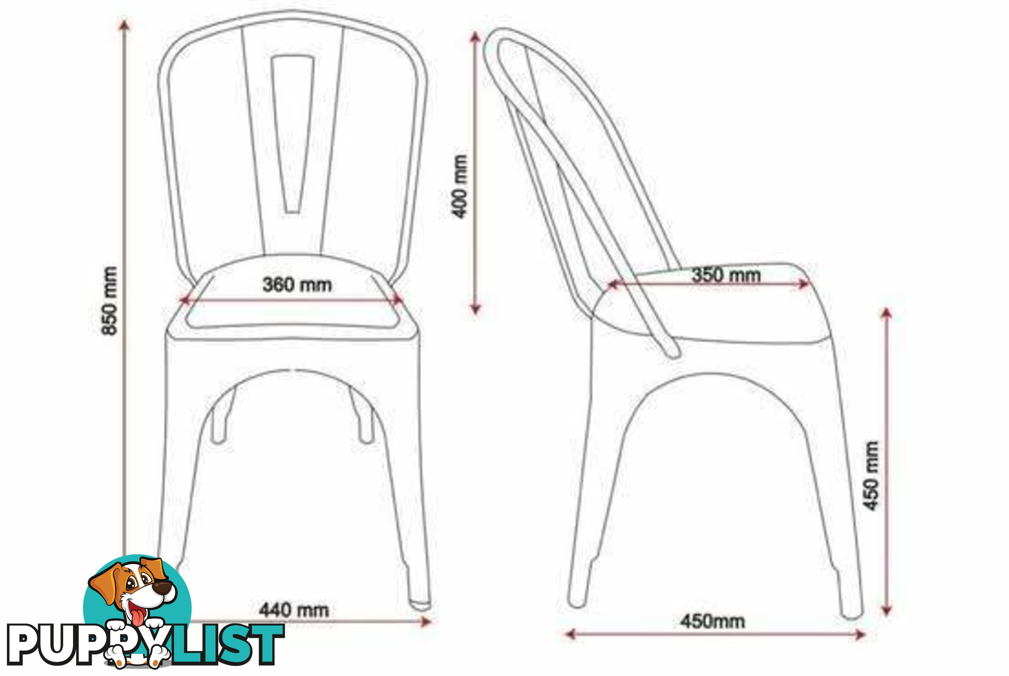4 x White Metal Stackable Dining Chairs - Embleton,Perth