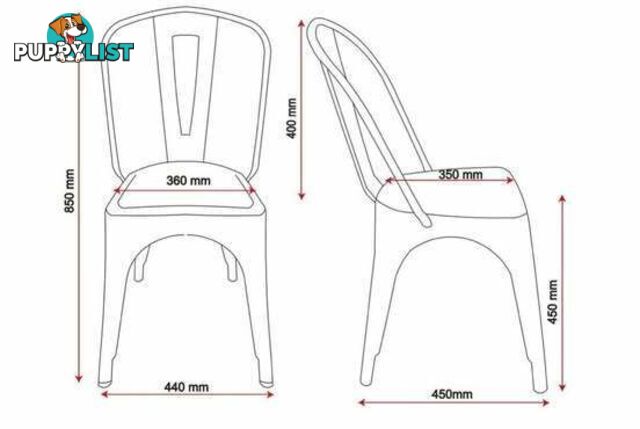 4 x White Metal Stackable Dining Chairs - Embleton,Perth