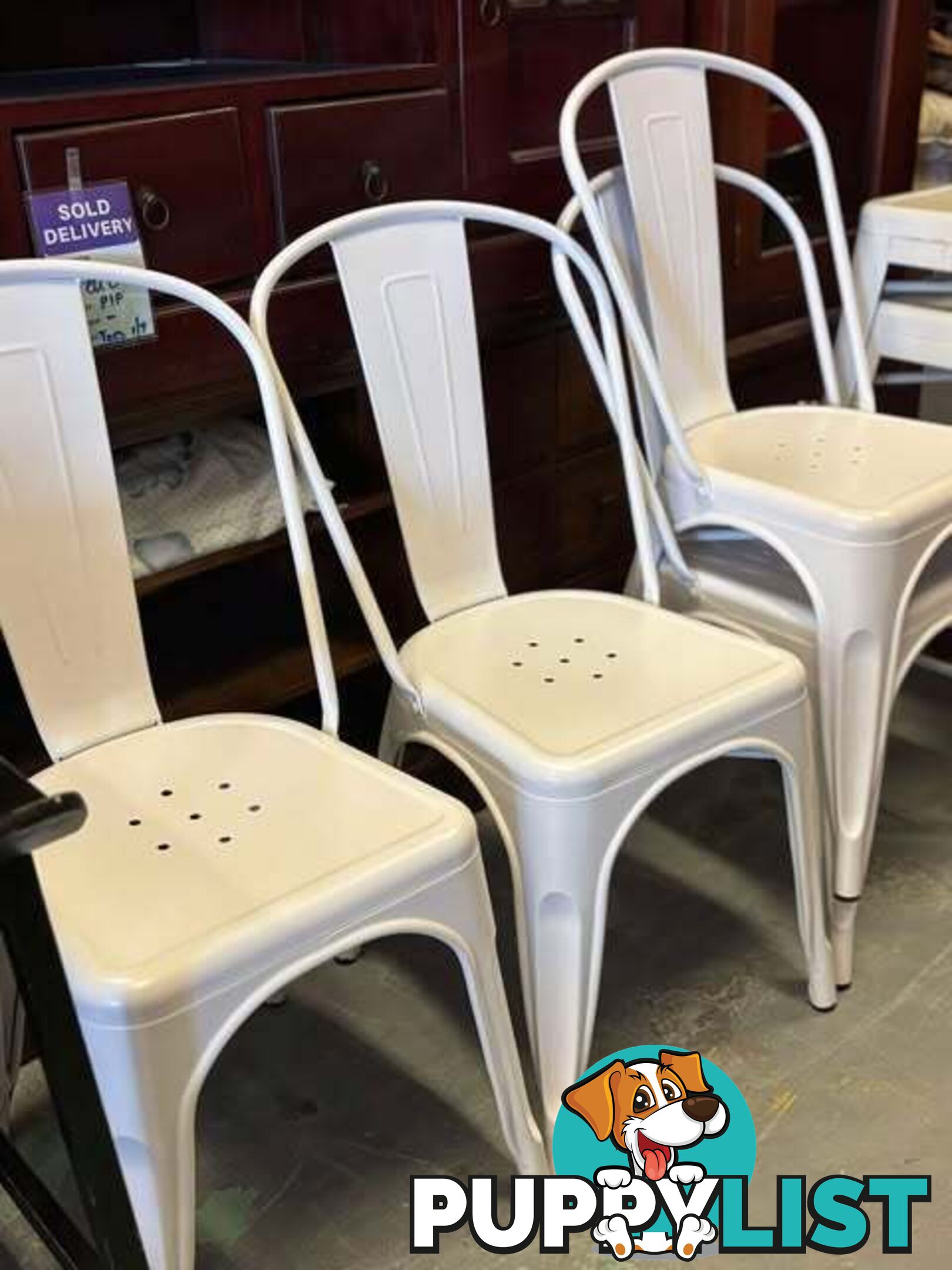 4 x White Metal Stackable Dining Chairs - Embleton,Perth