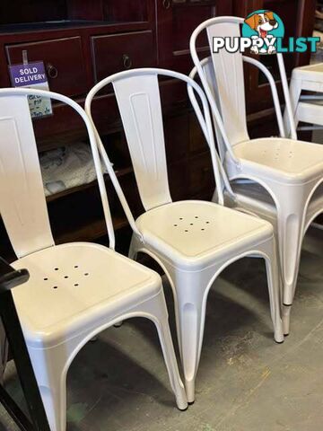 4 x White Metal Stackable Dining Chairs - Embleton,Perth