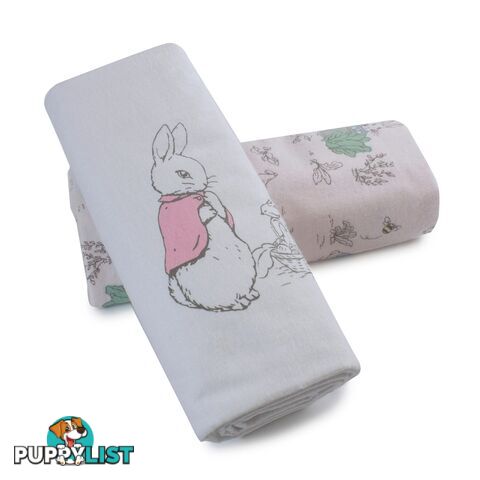 Peter Rabbit 'Hop Little Rabbit' 2 Pack Flannel Wraps - Pink