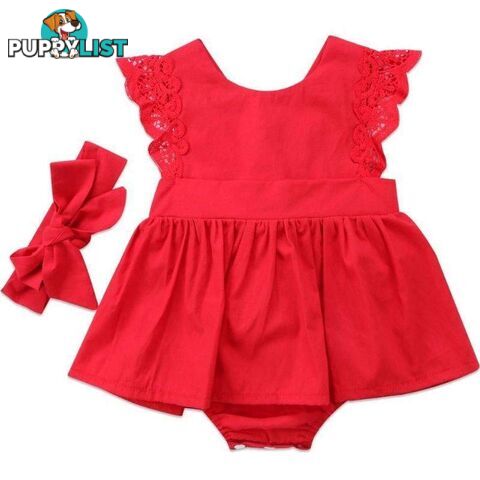 Red Lace Romper